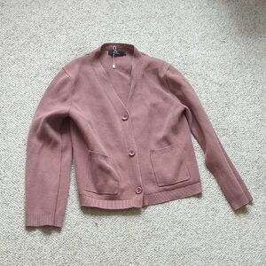 Classic Women's Mauve Button-Front Cardigan Sweater